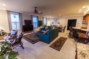 Suite living area with tiled floors