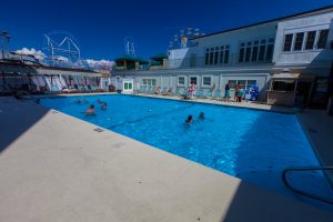 Poolside photo of swimmers