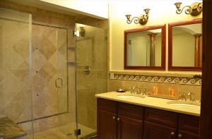 Interior suite bathroom and shower