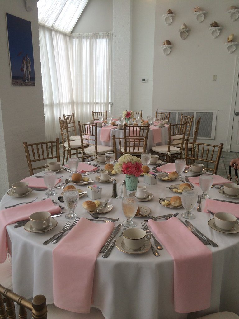 Terrace Room setup with pink linens