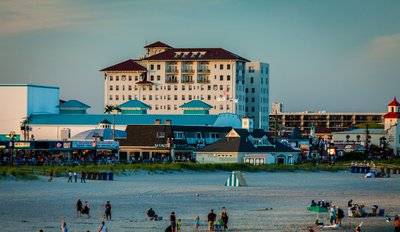 The Flanders Hotel from the beach