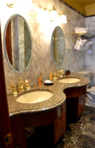 marble bathroom his and hers sinks