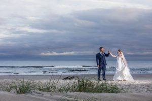 Bride and groom on the beach